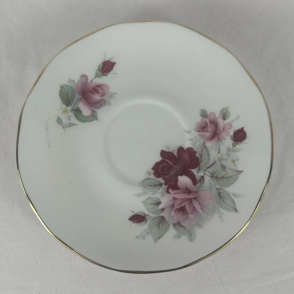 Royal Windsor English Bone China Teacup & Saucer Set Pink Cabbage Rose